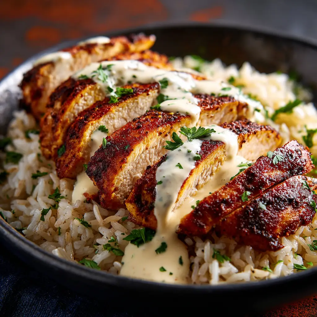 Chicken simmering in a creamy cajun sauce in a cast-iron skillet, showing the sauce bubbling gently.