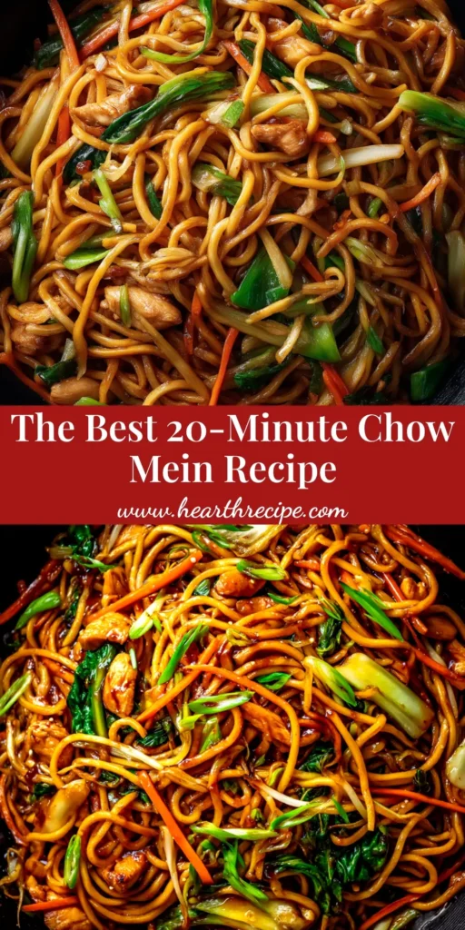 A top-down view of a delicious homemade Chow Mein Recipe served in a white bowl with chopsticks, showing crispy noodles and fresh vegetables.