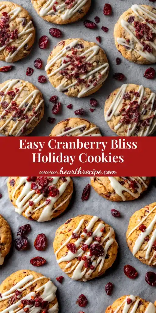 A platter of delicious Cranberry Bliss Cookies, a Starbucks copycat recipe with white chocolate, dried cranberries, and cream cheese frosting. The perfect holiday cookie!