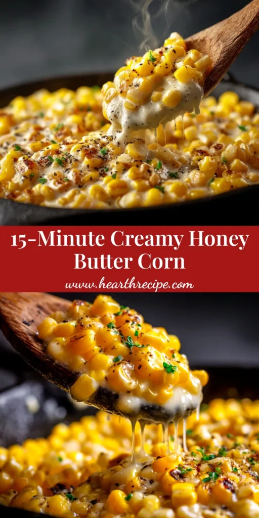 A skillet filled with creamy honey butter skillet corn, garnished with fresh parsley. This easy 15-minute side dish is perfect for any meal.