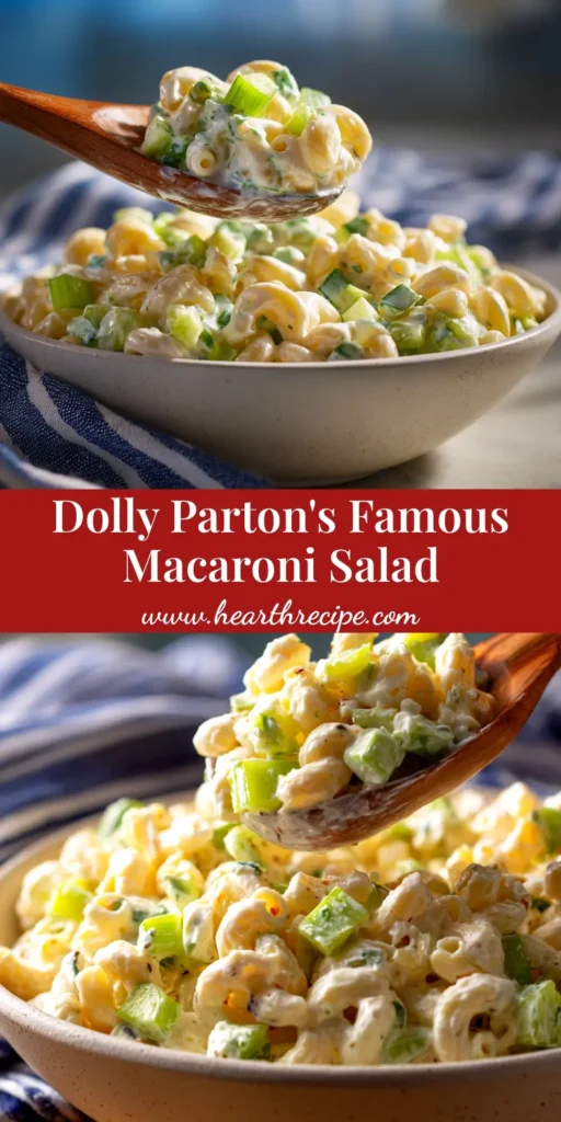 A large white bowl filled with a classic macaroni salad recipe, garnished with fresh parsley. The perfect creamy side dish for potlucks.