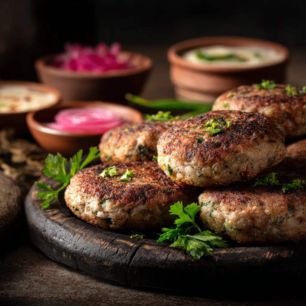 A close-up of a single Persian meat cutlet showing the tender interior and crispy, golden-brown exterior. A result of the best Kotlet recipe.