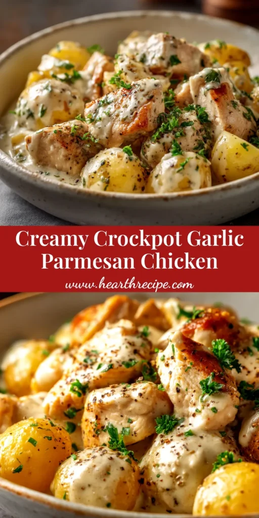 A top-down view of a delicious Crockpot Chicken and Potatoes meal served in a rustic bowl, garnished with fresh herbs. This image shows the final result of this easy slow cooker recipe.