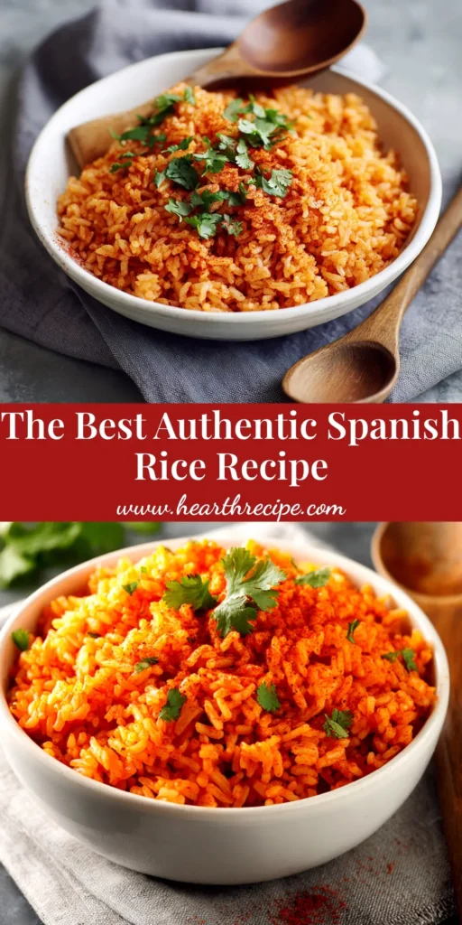 An overhead shot of a skillet filled with a fluffy and flavorful Spanish rice recipe, garnished with fresh cilantro.