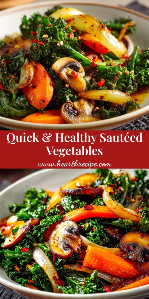 A colorful platter of healthy sautéed vegetables, including broccoli, peppers, and zucchini, perfectly cooked and ready to serve. The ultimate easy side dish recipe.