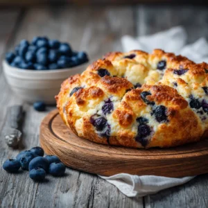 Several rounds of freshly baked high-protein cottage cheese bread cooling on a wire rack in a kitchen setting.