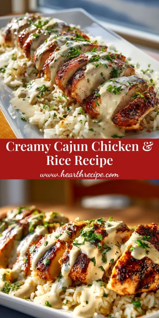 A delicious bowl of High Protein Creamy Cajun Chicken Rice, garnished with fresh parsley. This one-pan meal is perfect for a healthy and easy weeknight dinner.