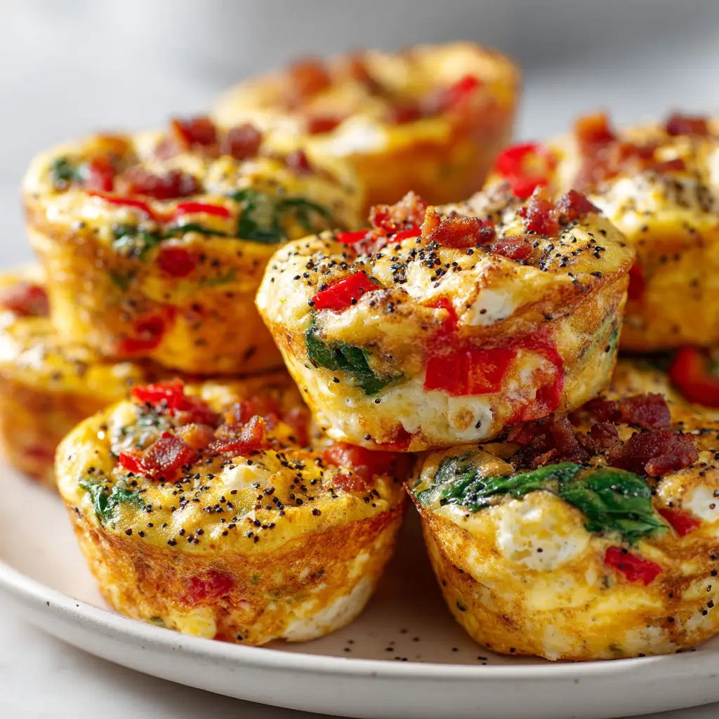 Egg Muffins: The Perfect Make-Ahead Breakfast 1 A close-up view of homemade egg muffins, illustrating the simple ingredients like eggs, cheese, and vegetables. A visual guide for our easy egg muffin recipe.