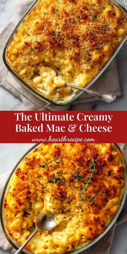 A close-up overhead shot of John Legend's Baked Mac and Cheese in a baking dish, showcasing its cheesy, golden-brown crust.