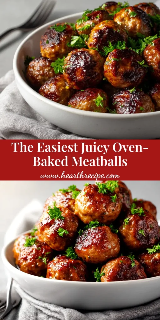 A platter of juicy oven baked meatballs garnished with fresh parsley, ready to be served. The meatballs are perfectly browned and look tender, showcasing the best homemade meatball recipe.