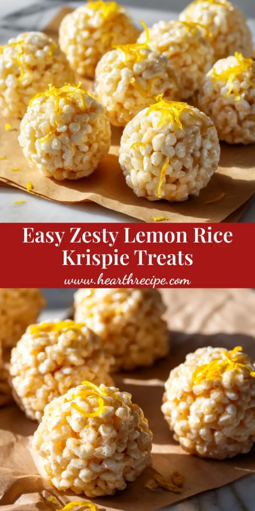 A stack of gooey Lemon Rice Krispie Treats with a bright yellow lemon glaze and fresh lemon zest on a white plate, ready to be shared.