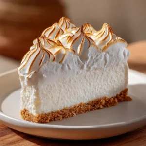 A close-up view of the creamy marshmallow cheesecake filling being smoothed over the graham cracker crust in a springform pan.
