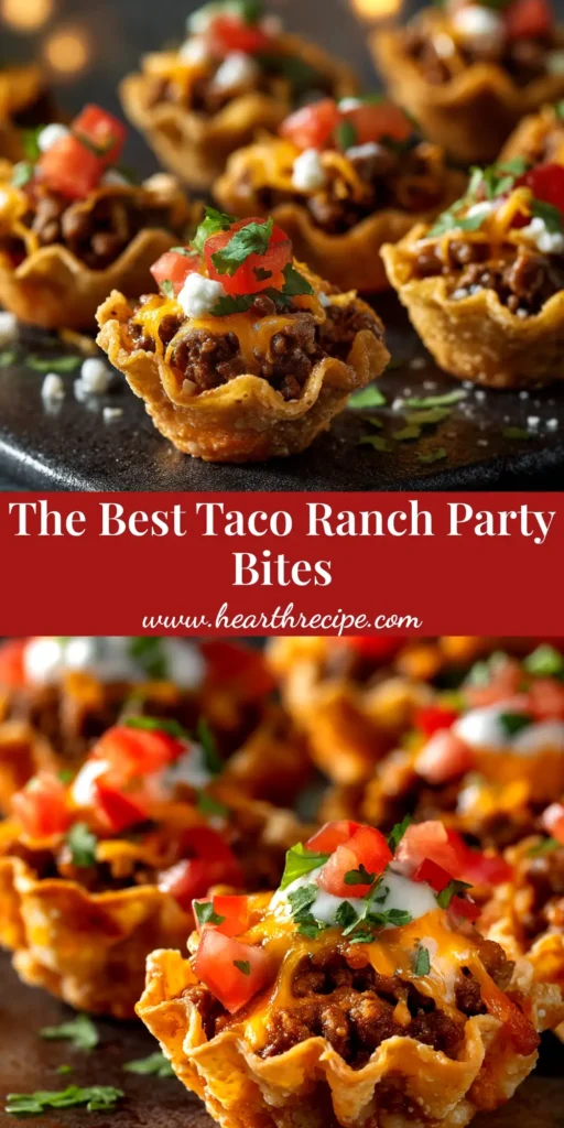 Taco Ranch Bites: The Ultimate Easy Party Appetizer 4 A platter of freshly baked Taco Ranch Bites, golden brown and filled with a cheesy beef mixture, ready for a party.