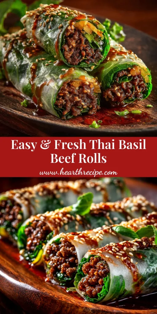 A platter of fresh Thai Basil Beef Rolls, neatly arranged and served with a side of Nuoc Cham dipping sauce. The rolls are translucent, showing the beef, basil, and vegetable filling.