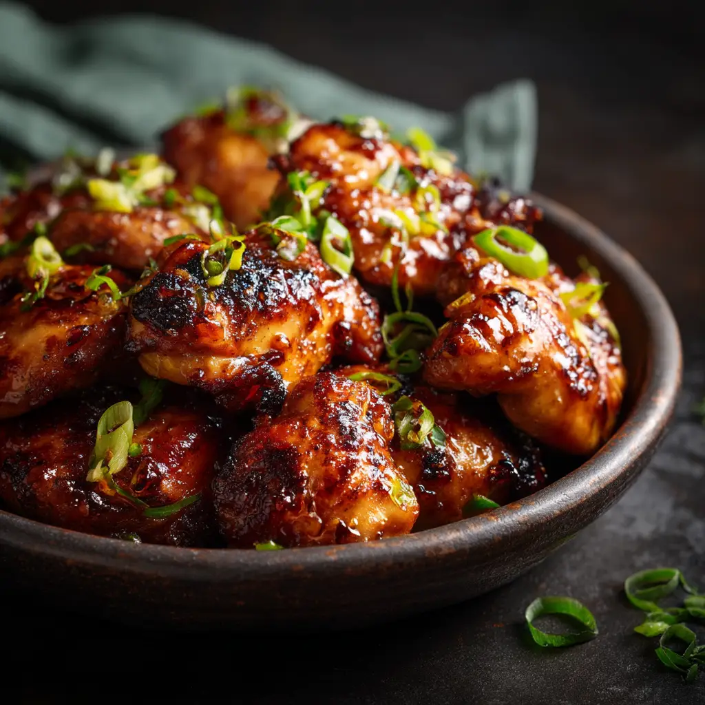 Hot Honey Chicken (Crispy, Baked & Unforgettable) 1 Hot honey chicken being tossed in a bowl with the glossy, sweet and spicy sauce.