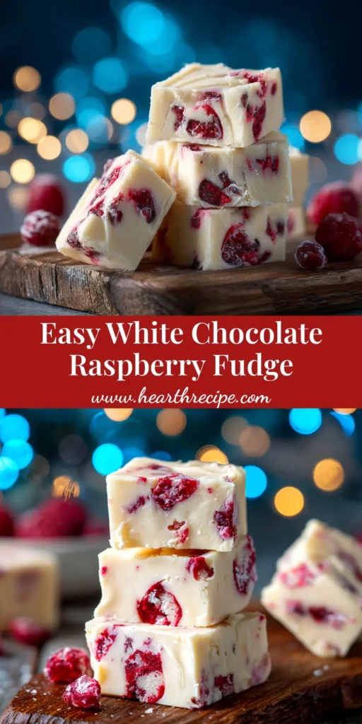 An overhead shot of creamy white chocolate raspberry fudge cut into squares on parchment paper. A stunning pink swirl contrasts with the white fudge.