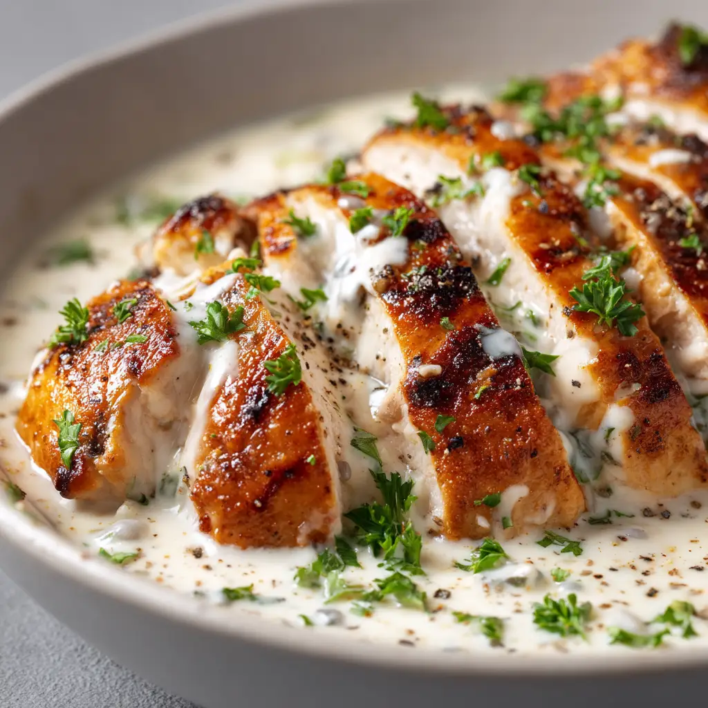 Caesar Chicken: The Ultimate Guide to Juicy, Flavorful Perfection 1 A full Caesar chicken breast, beautifully golden brown after baking, resting before being sliced.