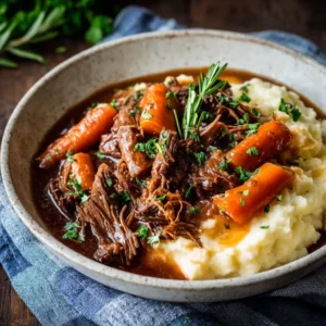A rustic Dutch oven filled with savory apple cider beef stew, showing the rich texture of the gravy and the colorful vegetables.