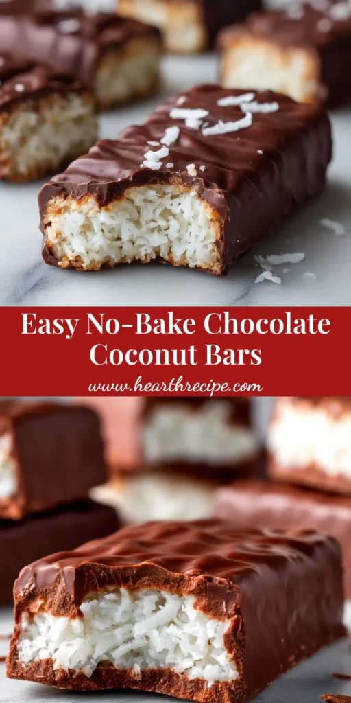 An irresistible stack of homemade chocolate coconut bars from an easy no-bake Bounty Bars Recipe.