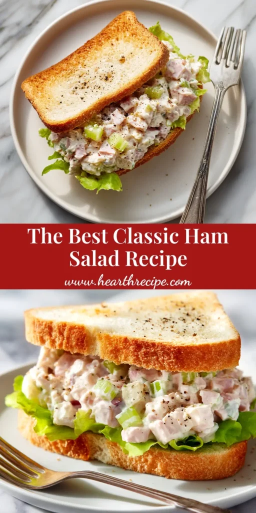 A close-up shot of a delicious ham salad recipe served in a white bowl with crackers. The perfect classic recipe for using leftover ham.