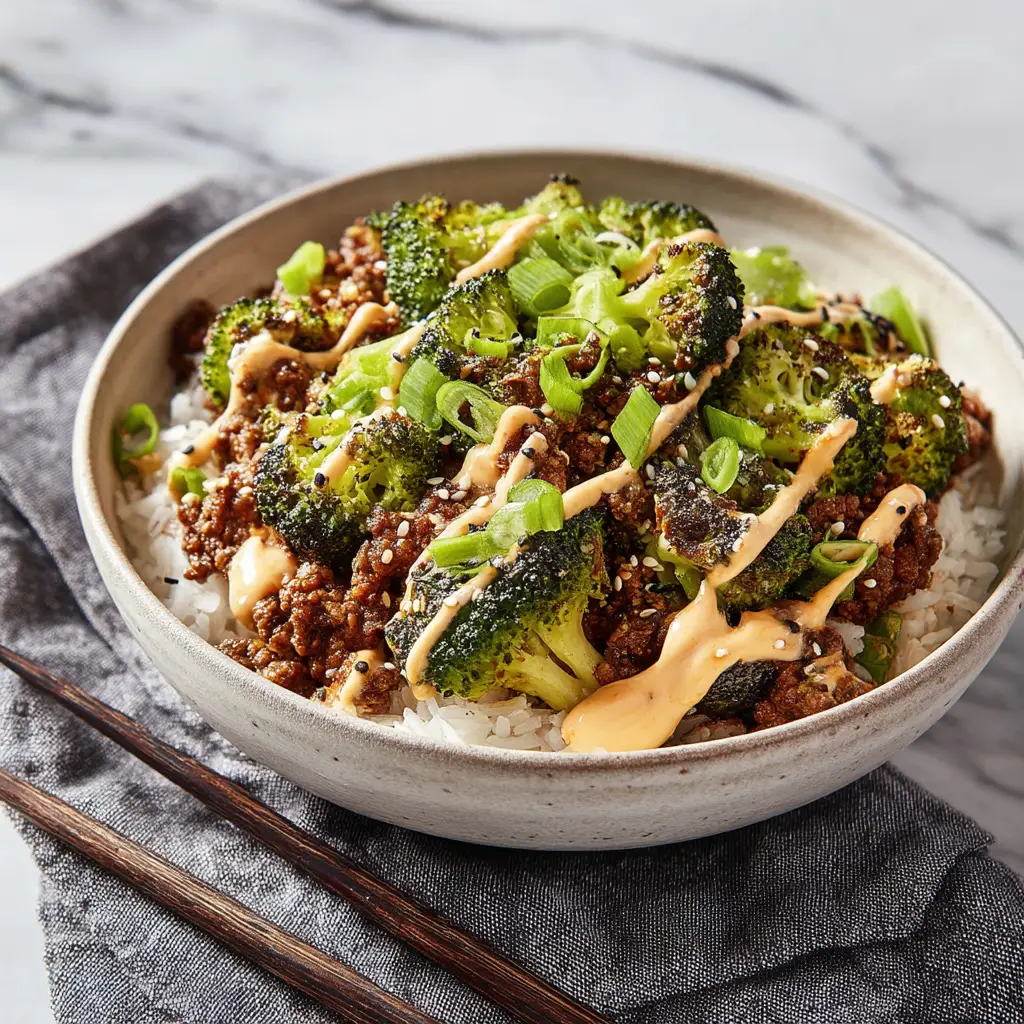 The ground beef and broccoli stir fry being cooked in a large skillet, showing the simple, one-pan cooking process for this easy recipe.