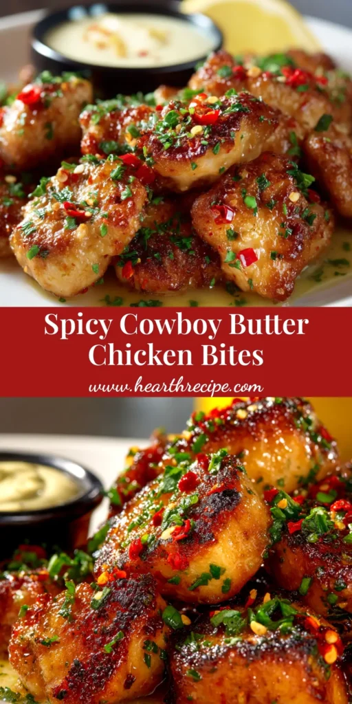 Cowboy Butter Chicken Bites: The Ultimate 25-Minute Meal 4 A skillet full of juicy Cowboy Butter Chicken Bites, garnished with fresh parsley. The chicken is golden-brown and coated in a vibrant garlic herb butter sauce.