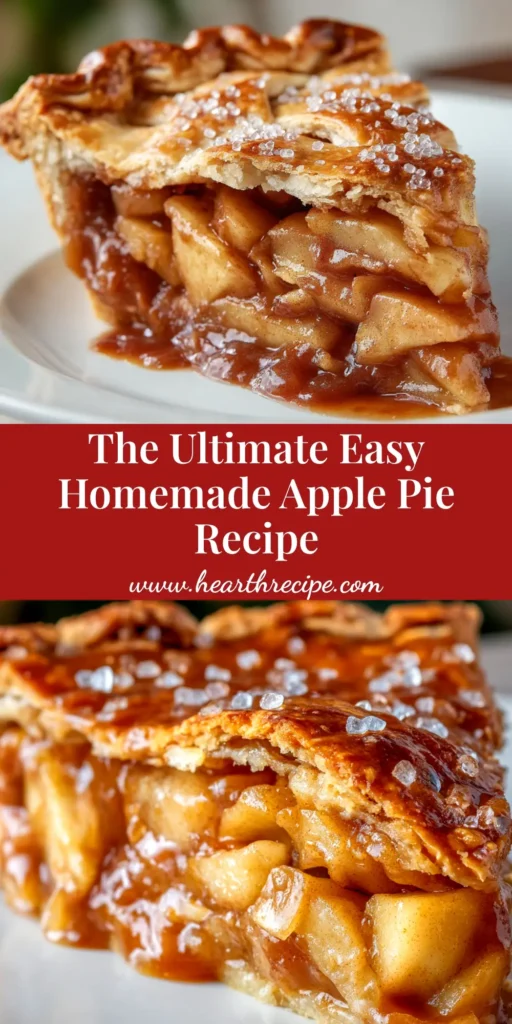 A golden-brown, flaky lattice crust on an easy apple pie recipe, with a slice taken out to show the warm, spiced apple filling.