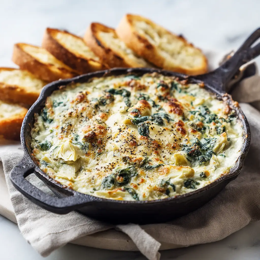A bowl of easy spinach artichoke dip served with tortilla chips and fresh vegetable sticks for dipping.