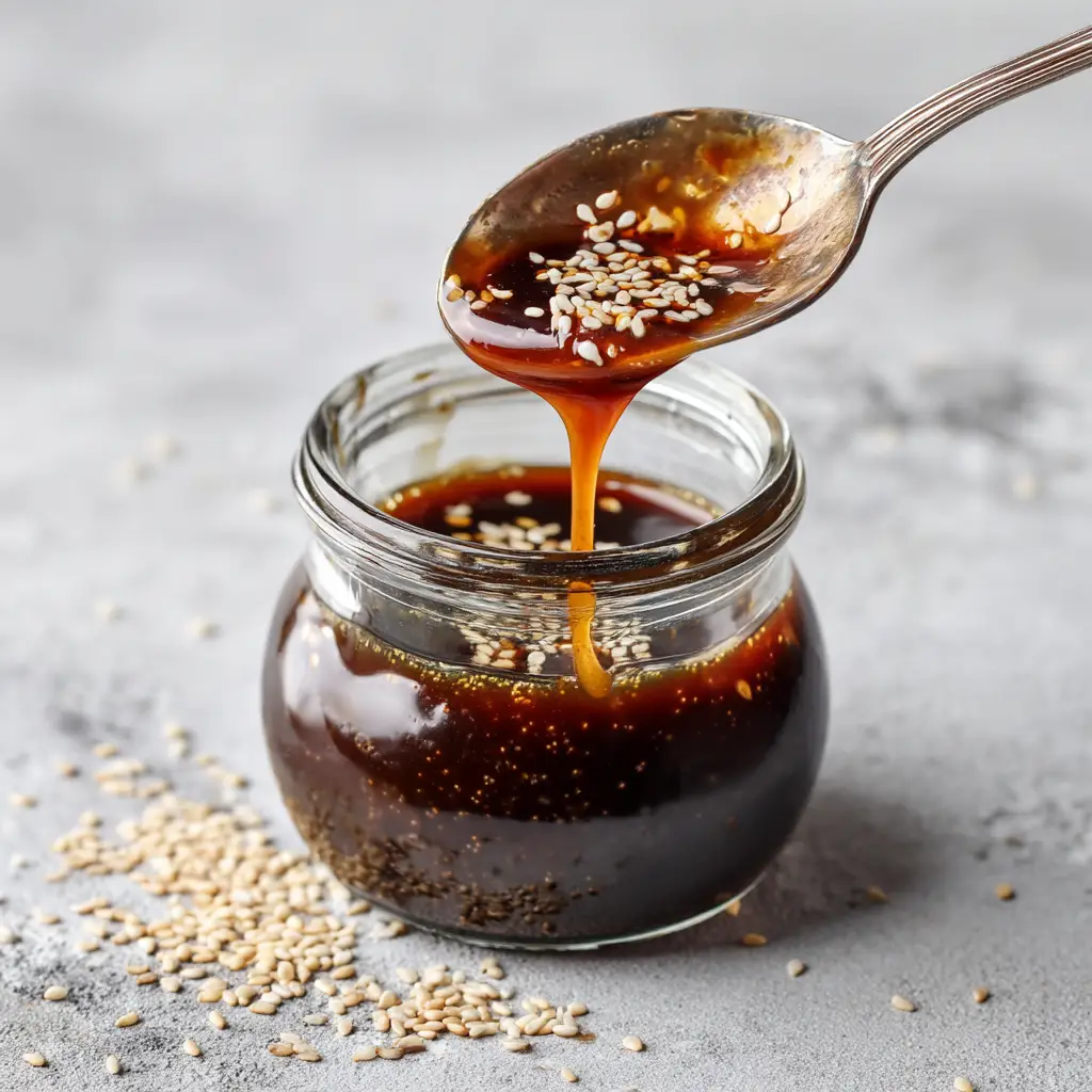 A small saucepan on a stove with easy teriyaki sauce simmering into a thick, delicious marinade.