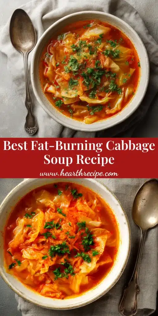 A vibrant bowl of Fat Burning Cabbage Soup, filled with fresh vegetables. The perfect healthy weight loss recipe.
