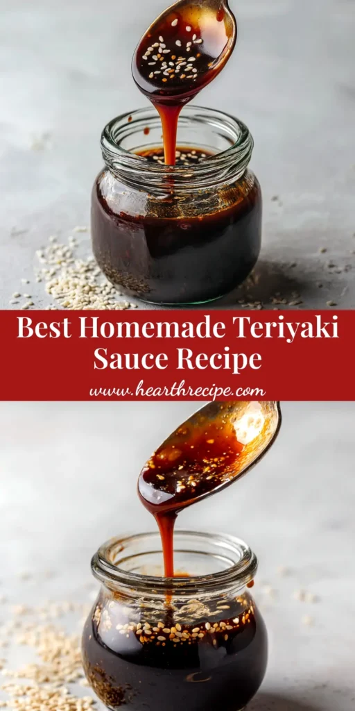 A bottle of rich, glossy homemade teriyaki sauce next to a small bowl, ready to be used as a delicious glaze or marinade.