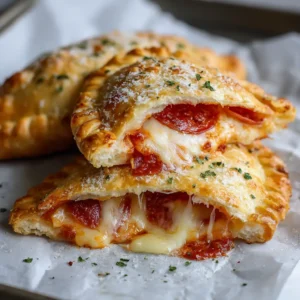 Ingredients for homemade pizza pockets including pizza dough, bright red marinara sauce, mozzarella cheese, and sliced pepperoni.