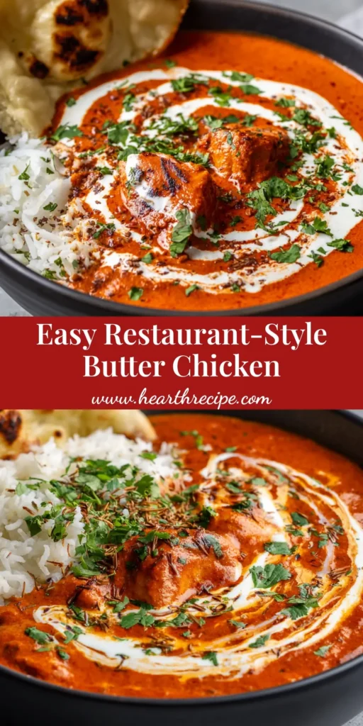 A close-up shot of authentic Indian Butter Chicken in a matte black ceramic bowl with a heavy cream swirl, fenugreek flakes, and fresh cilantro.