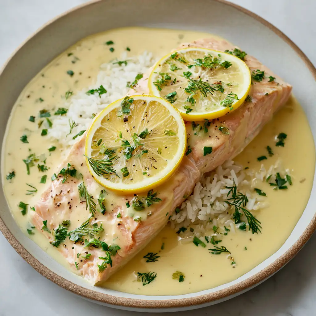 A smooth, glossy pale yellow lemon sauce being whisked together using cold butter and reduced poaching liquid.