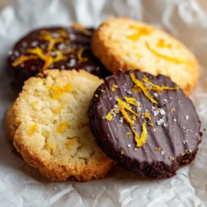 Close-up of buttery shortbread cookie dough speckled with baked-in orange zest, ready to be cut into thick rounds.