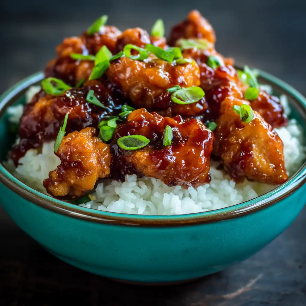 A beautiful shot of the finished Sweet Hawaiian Crockpot Chicken in a serving bowl, garnished with fresh green onions.