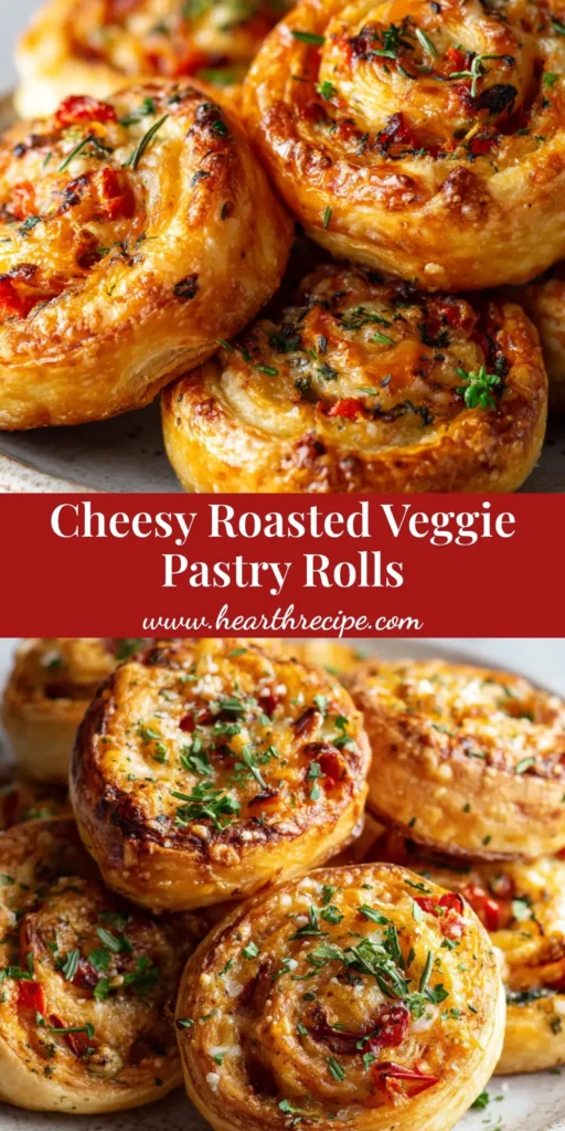 A close-up of golden brown cheesy vegetable puff pastry rolls on a rustic plate, ready to be shared. (Cheesy vegetable puff pastry rolls)