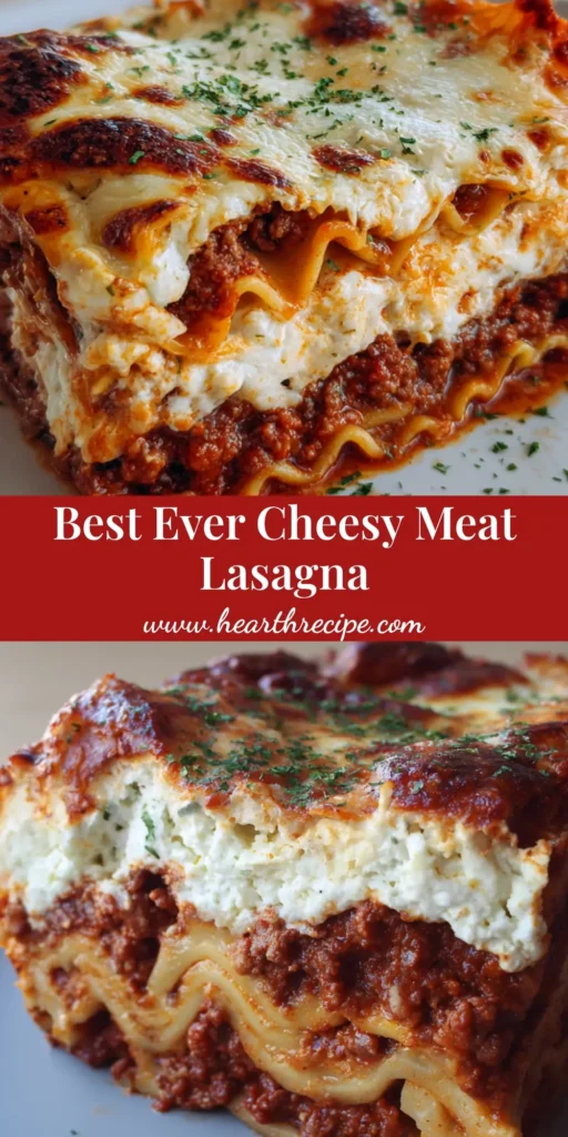 A towering side-view slice of San Giorgio Lasagna Recipe on a white plate showing distinct layers of rippled noodles, meat ragu, and white ricotta with an amber cheese crust.