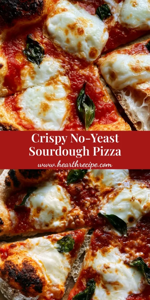 Sourdough Discard Pizza Crust: The Secret to Blistered Artisan Pizza at Home 4 A rustic Sourdough Discard Pizza Crust with charred bubbles, fresh mozzarella pools, and wilted basil on brown parchment paper.