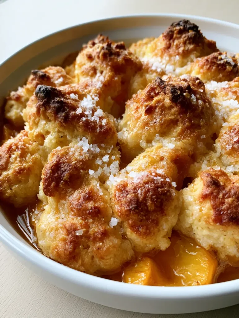 Close-up of a rustic golden-brown buttery biscuit crust with toasted edges and a light dusting of sugar crystals.