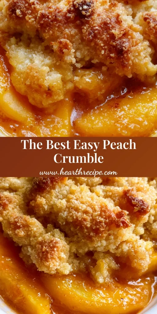 Peach Crumble Recipe with Golden Buttery Sugar Clusters 3 A close-up shot of a single-serving Peach Crumble Recipe in a white ramekin featuring golden-brown buttery crumble topping and bubbling orange syrup. (Peach Crumble Recipe)